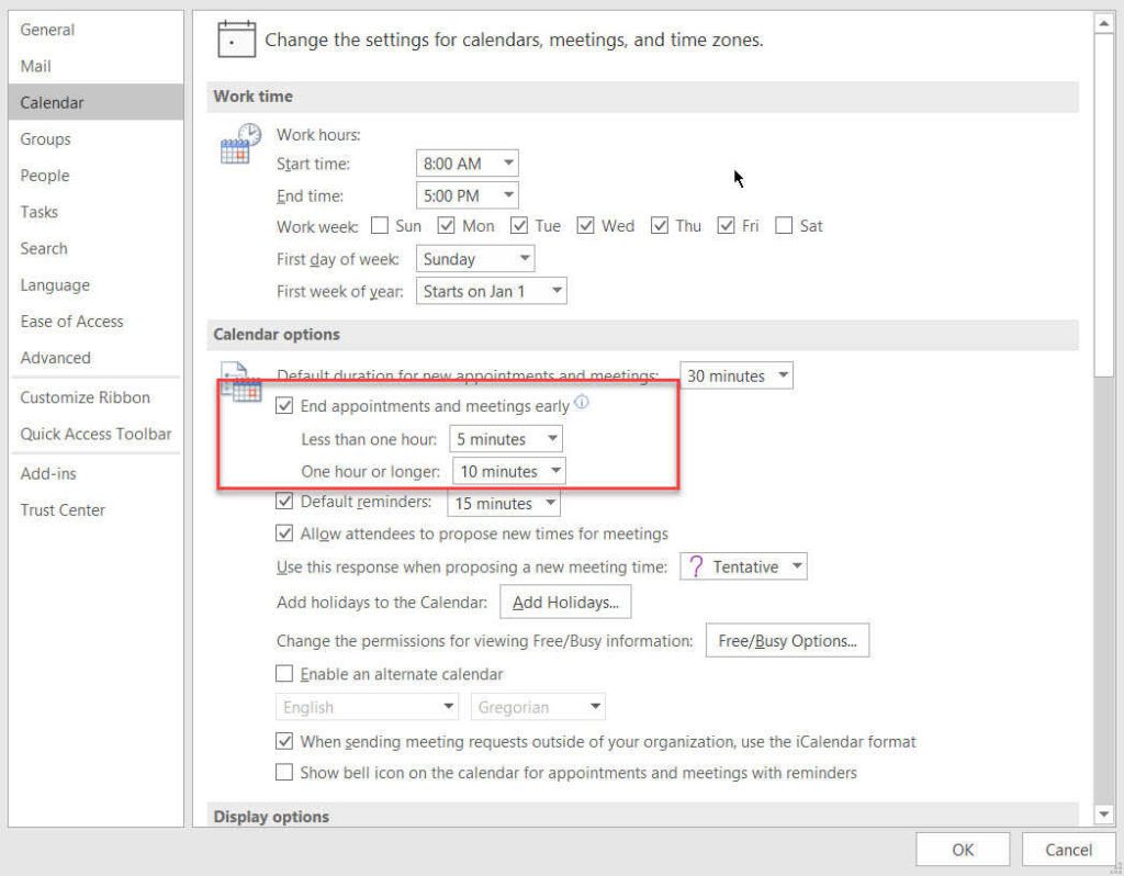 Set your default duration in Microsoft Outlook so you can have breaks in between meetings.