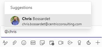 Example of Microsoft Teams User Suggestion