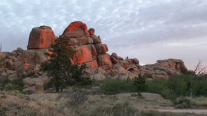 The sunrise at the Vedauwoo rock formation in Wyoming.